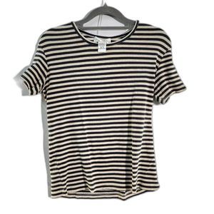 Geoffrey Beene Sport Striped Cotton Round Neck Short Sleeve Womens Medium